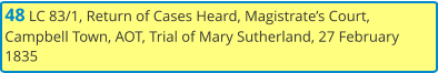 48 LC 83/1, Return of Cases Heard, Magistrate’s Court, Campbell Town, AOT, Trial of Mary Sutherland, 27 February 1835