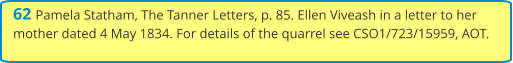 62 Pamela Statham, The Tanner Letters, p. 85. Ellen Viveash in a letter to her mother dated 4 May 1834. For details of the quarrel see CSO1/723/15959, AOT.