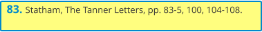 83. Statham, The Tanner Letters, pp. 83-5, 100, 104-108.