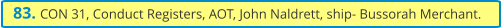 83. CON 31, Conduct Registers, AOT, John Naldrett, ship- Bussorah Merchant.