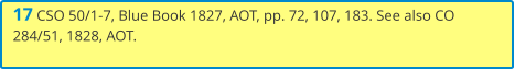 17 CSO 50/1-7, Blue Book 1827, AOT, pp. 72, 107, 183. See also CO 284/51, 1828, AOT.